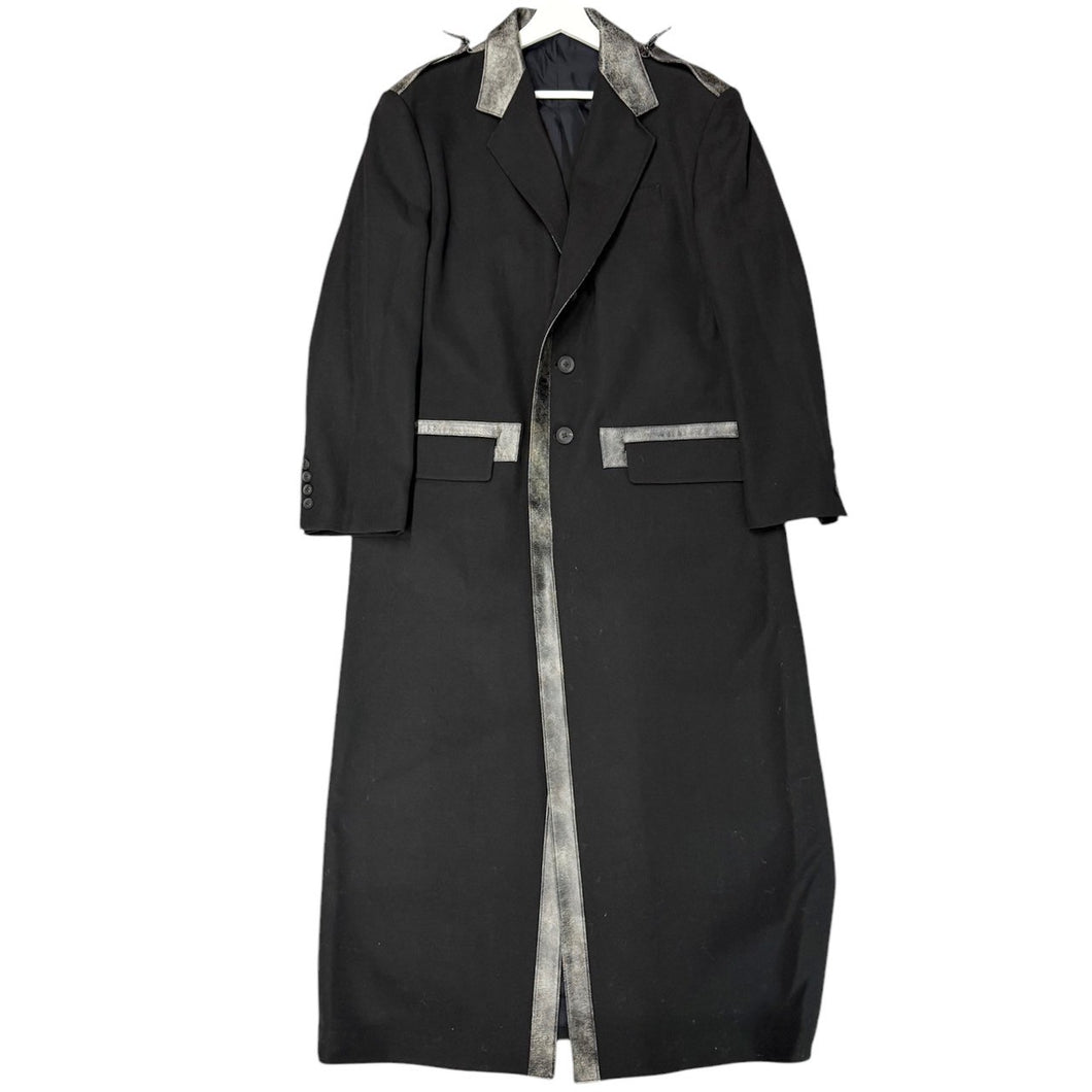 Yohji yamamoto POUR HOMME ヨウジヤマモトプールオム 24AW ARMY GABARDINE LEATHER SWITCHING JACKET ホースレザー切替ウールギャバジンロングコート HO-J39-101 14273