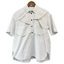 이미지를 갤러리 뷰어에 로드 , ENFOLD エンフォルド 23AW FRONT-WING SHIRT ストライプ半袖シャツ 300GA530-0360 38 ホワイト 14713
