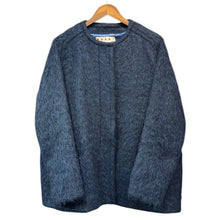 Load image into Gallery viewer, MARNI マルニ 22AW アルパカ混シャギーファーノーカラージャケット 40 ネイビー R14611
