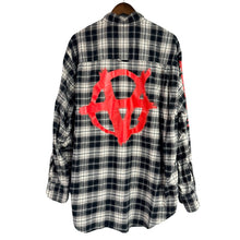 画像をギャラリービューアに読み込む, VETEMENTS ヴェトモン DOUBLE ANARCHY LOGO FLANNEL SHIRT アナーキーフランネルチェックシャツ UE52SH800B S ブラック 15433
