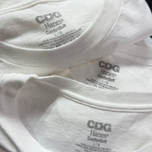 画像をギャラリービューアに読み込む, CDG×HANES コムデギャルソン ヘインズ 3 TAGLESS T-SHIRTS 3枚セットプリントTシャツ L ホワイト 14982 14983 14984
