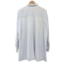 画像をギャラリービューアに読み込む, nagonstans ナゴンスタンス 26SS over flare shirt フレアストライプシャツ 470JS830-0181 M ブルー 15543
