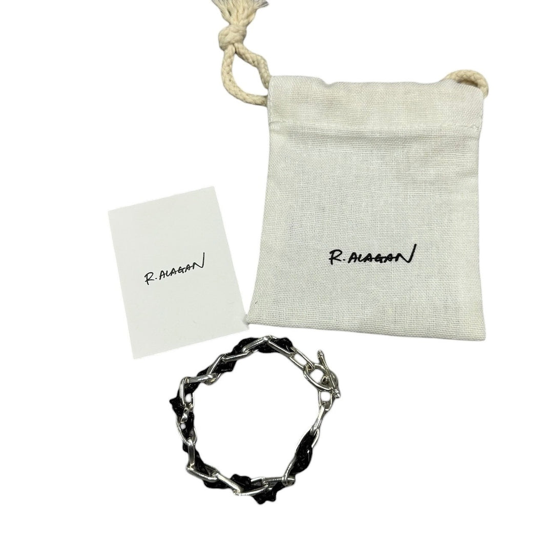 R.ALAGAN ララガン WOVEN CHAIN BRACELET レザーコンビシルバーブレスレット SM シルバー 15045