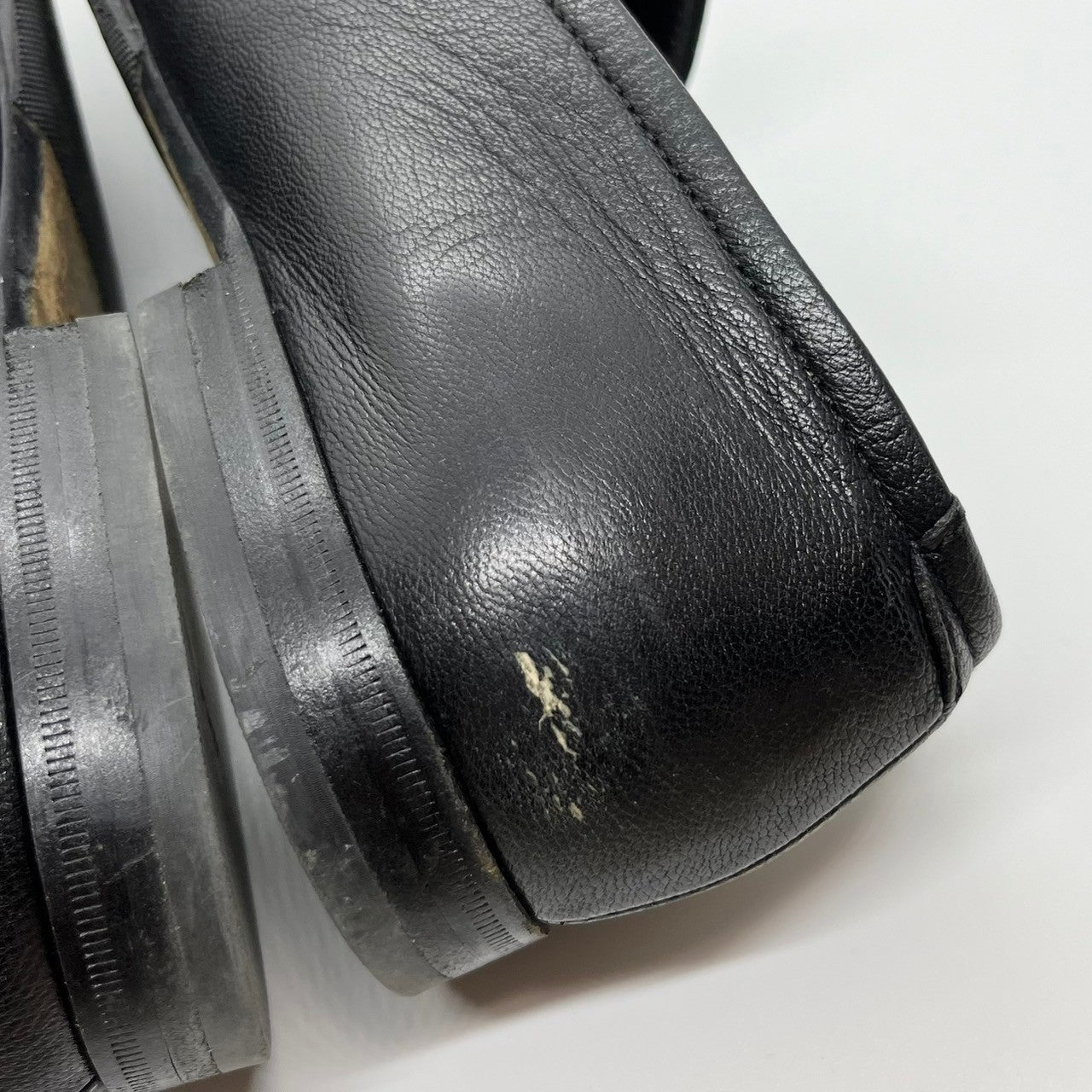 【良品】プラダ スクエアトゥ レザー ローファー スリッポン PRADA PRADA プラダ スクエアトゥレザーシューズ ローファー