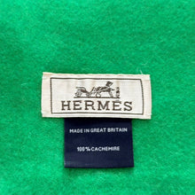 画像をギャラリービューアに読み込む, HERMES エルメス Hエコセ・レクトヴェルソ カシミヤマフラー グリーン 15418
