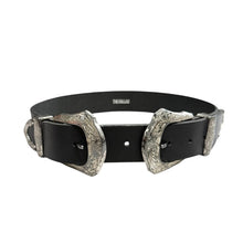 将图片加载到图库查看器，THE DALLAS ザダラス W buckle belt ダブルバックルウエスタンベルト ブラック 14475
