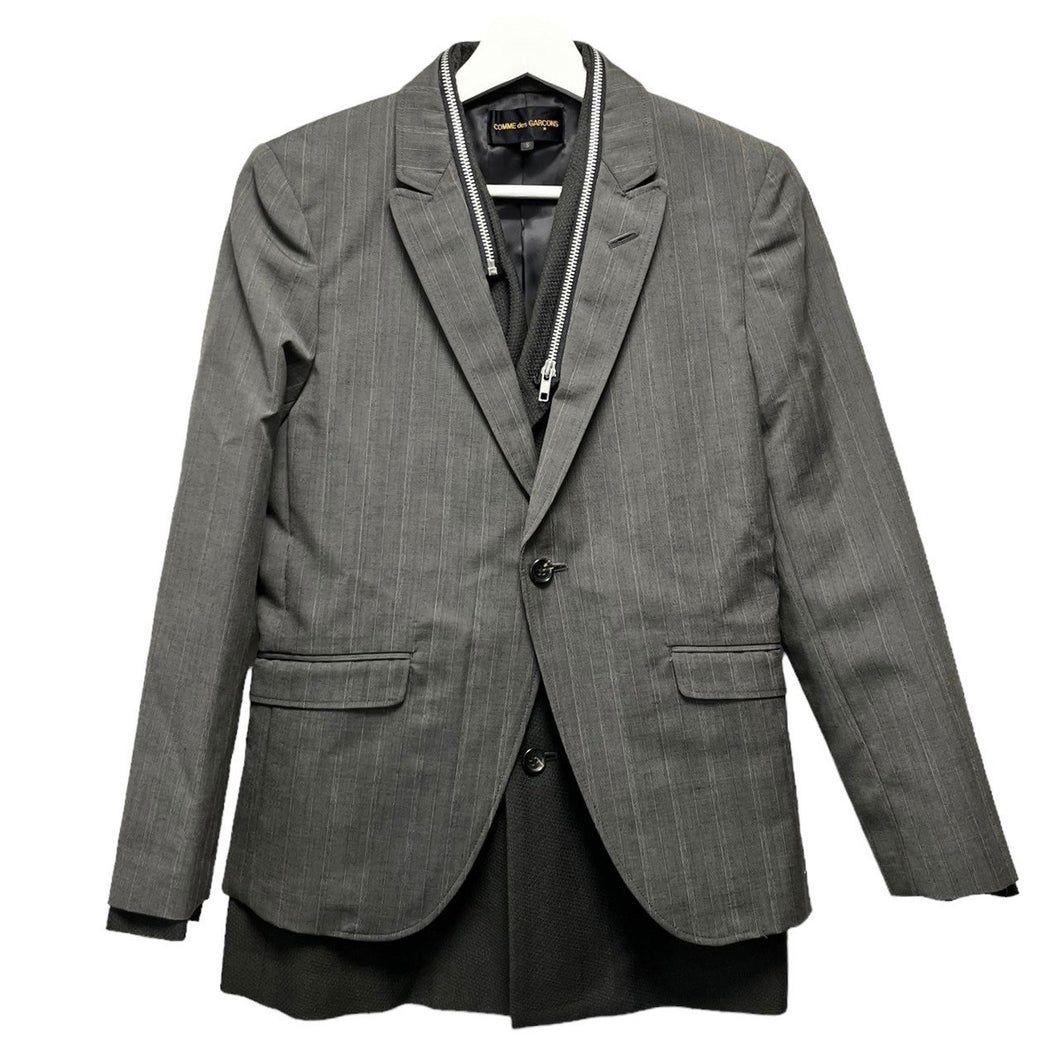 COMME des GARCONS コムデギャルソン 00AW レイヤードジップデザインジャケット AD2000 S グレー 3473