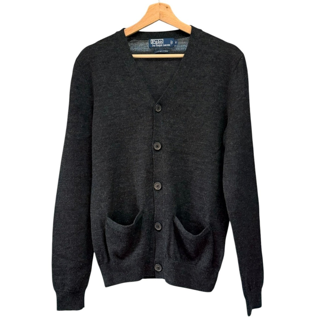 Polo by Ralph Lauren ポロバイラルフローレン エルボーパッチウールニットカーディガン S グレー ポニーなし 15417 Polo by Ralph Lauren ポロバイラルフローレン エルボーパッチウール