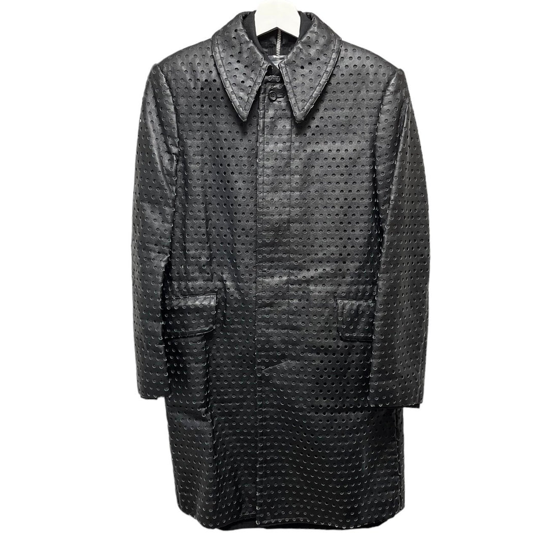 COMME des GARCONS コムデギャルソン 00AW パンチングフェイクレザードッキングステンカラーコート S ブラック GC-04006S AD2000 3465