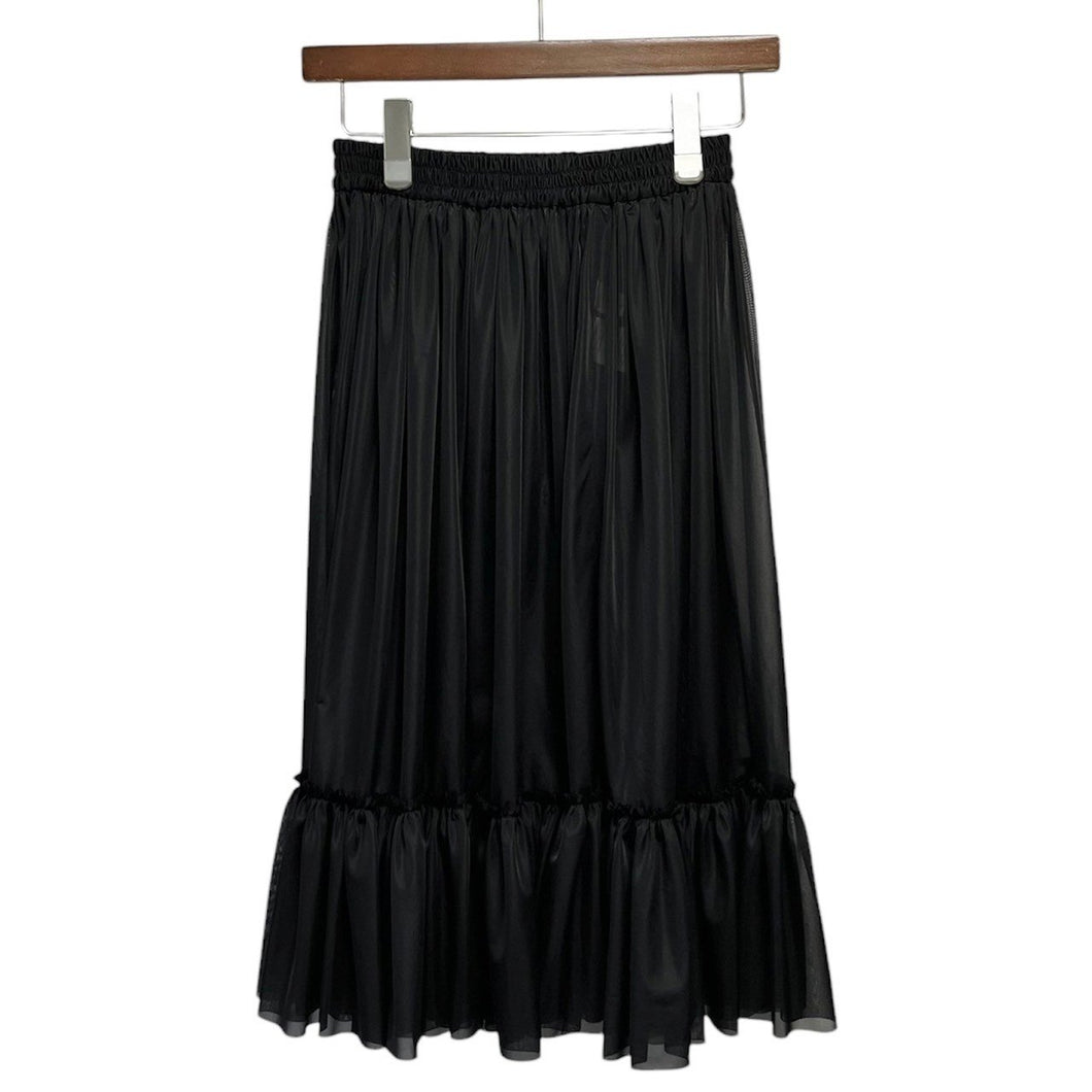 FUMIE TANAKA フミエタナカ 24SS sheer hem gather skirt シアーギャザースカート 2 ブラック F24S-40 21