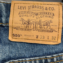 画像をギャラリービューアに読み込む, Levi&#39;s リーバイス 90&#39;s MADE IN USA 550 RELAXED FIT テーパードデニムパンツ 33 インディゴ 14762
