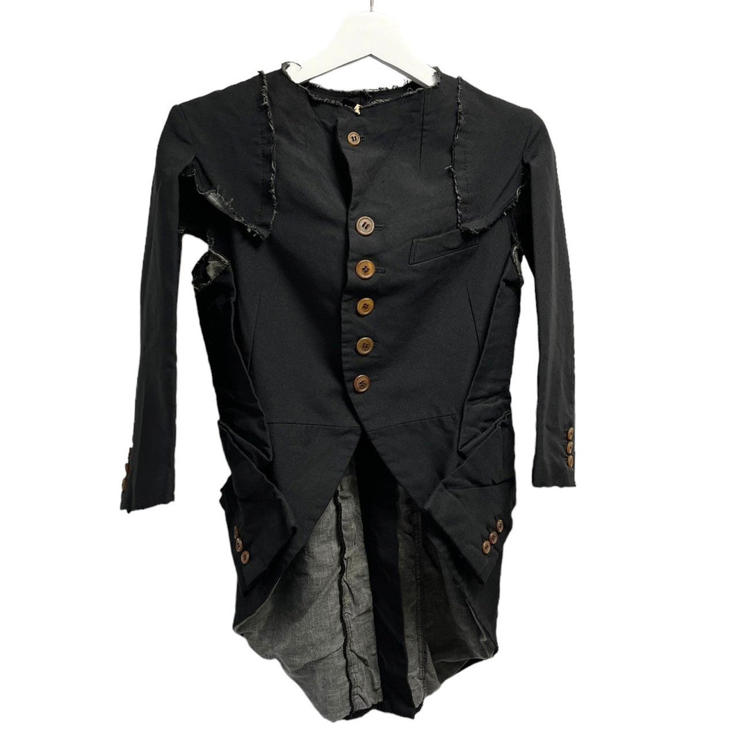 COMME des GARCONS コムデギャルソン 13SS ポリエステル縮絨加工カットオフノーカラー再構築燕尾ジャケット GK-J037 XS ブラック 3470