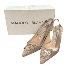Load image into Gallery viewer, MANOLO BLAHNIK マノロブラニク スリングバックシューズ パンプス 35 1/2 ベージュ 14932
