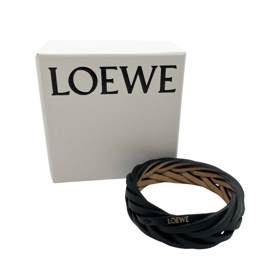 LOEWE ロエベ Braided ブレイデッド レザー編み込みバングル ブレス