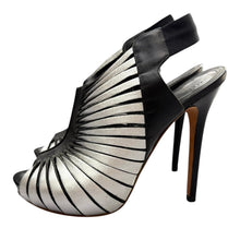 Load image into Gallery viewer, Alexander McQueen アレキサンダーマックイーン メタリックヒールサンダル 36 1/2 シルバー 14915
