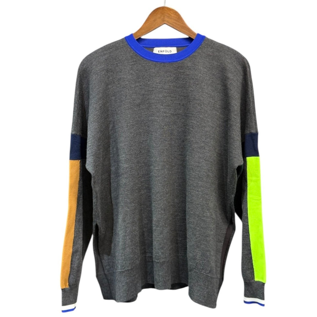 ENFOLD エンフォルド 22AW LINE WIDE PULLOVER プルオーバーニットセーター 300FA270-2790 38 グレー 14796