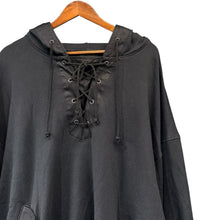 Load image into Gallery viewer, S'YTE by yohji yamamoto サイト ヨウジヤマモト TWILL TERRY MIX OVERSIZED LACE-UP HOODIE レースアップパーカー UM-T14-800 ブラック  15829
