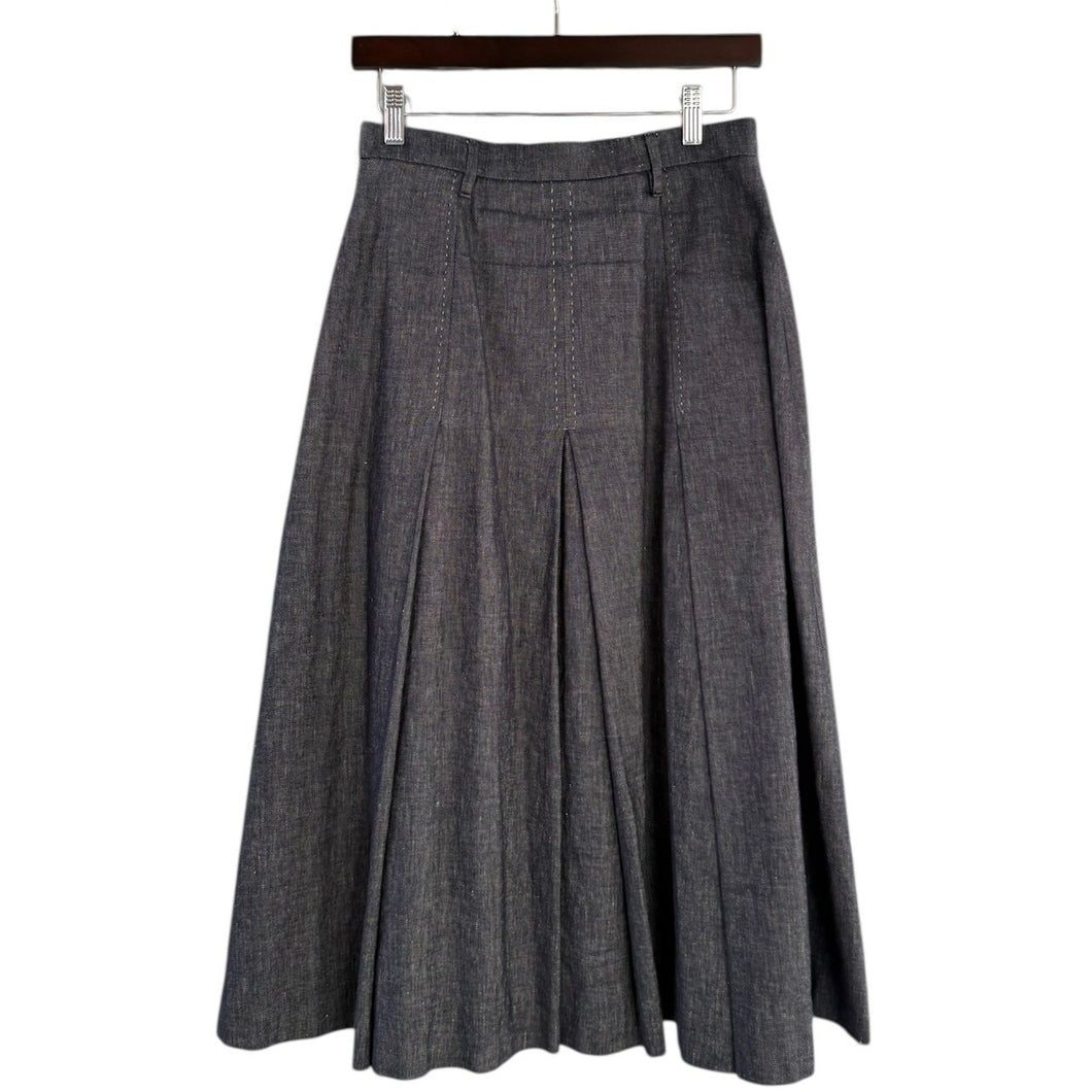 MaxMara STUDIO マックスマーラ ステュディオ インディゴコットンリネンデザインスカート 40 インディゴ 14949