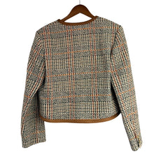Load image into Gallery viewer, TOMMY HILFIGER トミーヒルフィガー SAMPLE 24AW TWEED WOOL MIX CHECK CREW JACKET ツイードジャケット 36 ブラウン 15437
