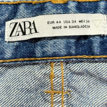 画像をギャラリービューアに読み込む, ZARA ザラ RELAXED-FIT ダメージ加工リラックスストレートデニムパンツ 44 インディゴ 14874
