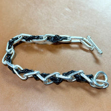 画像をギャラリービューアに読み込む, R.ALAGAN ララガン WOVEN CHAIN BRACELET レザーコンビシルバーブレスレット SM シルバー 15045
