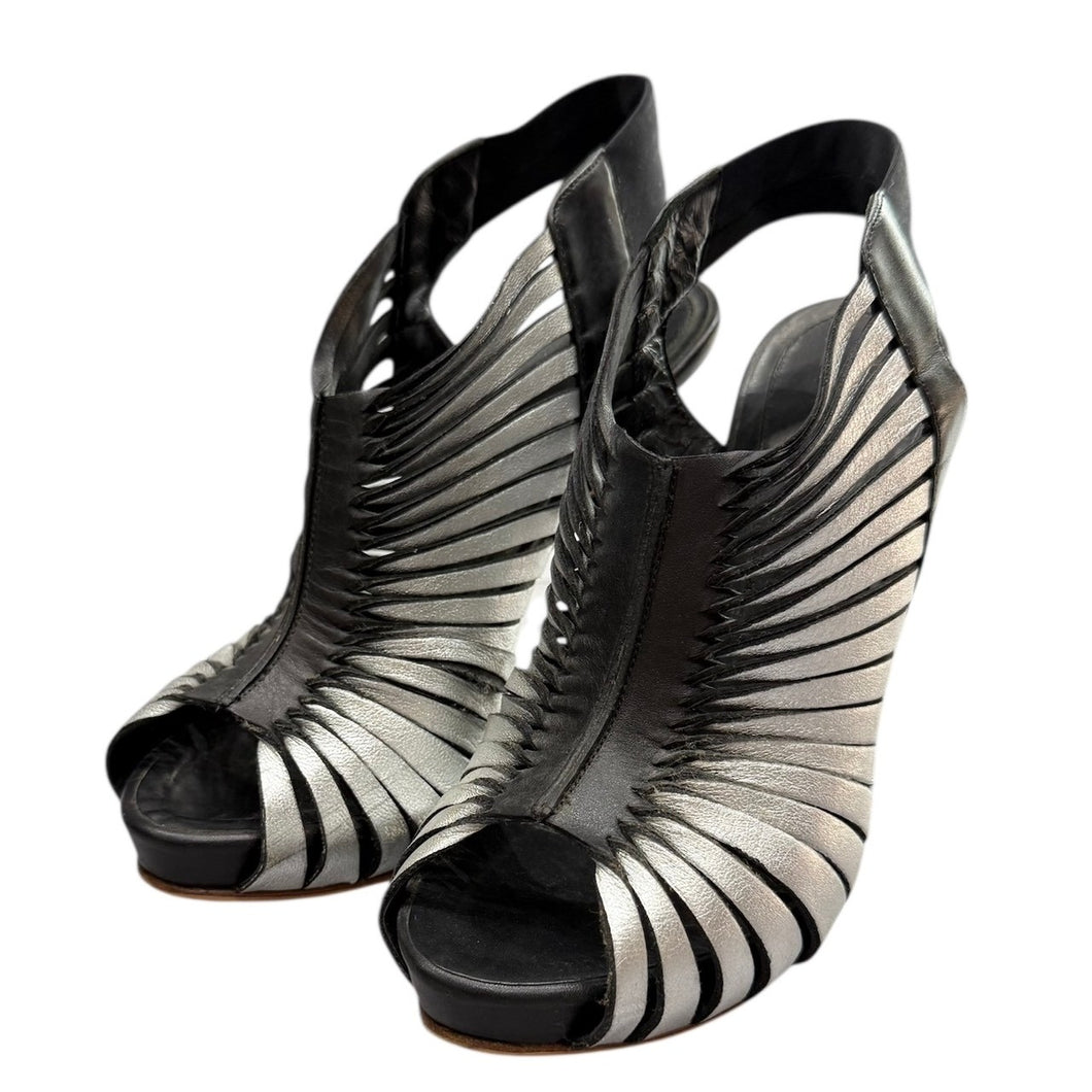 Alexander McQueen アレキサンダーマックイーン メタリックヒールサンダル 36 1/2 シルバー 14915