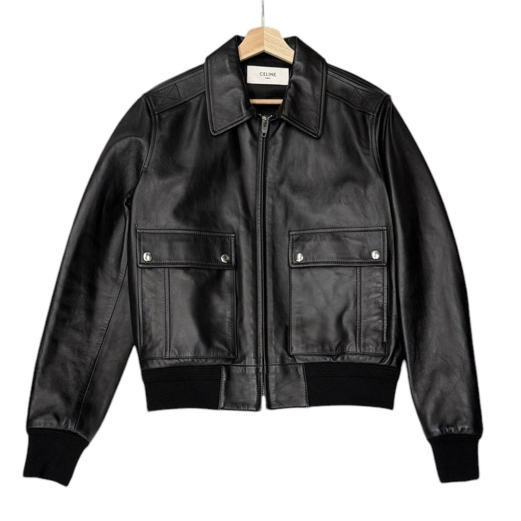 CELINE セリーヌ クラシックアビエーターブルゾン ソフトラムスキンレザージャケット 2EE45280D サイズ44 14362