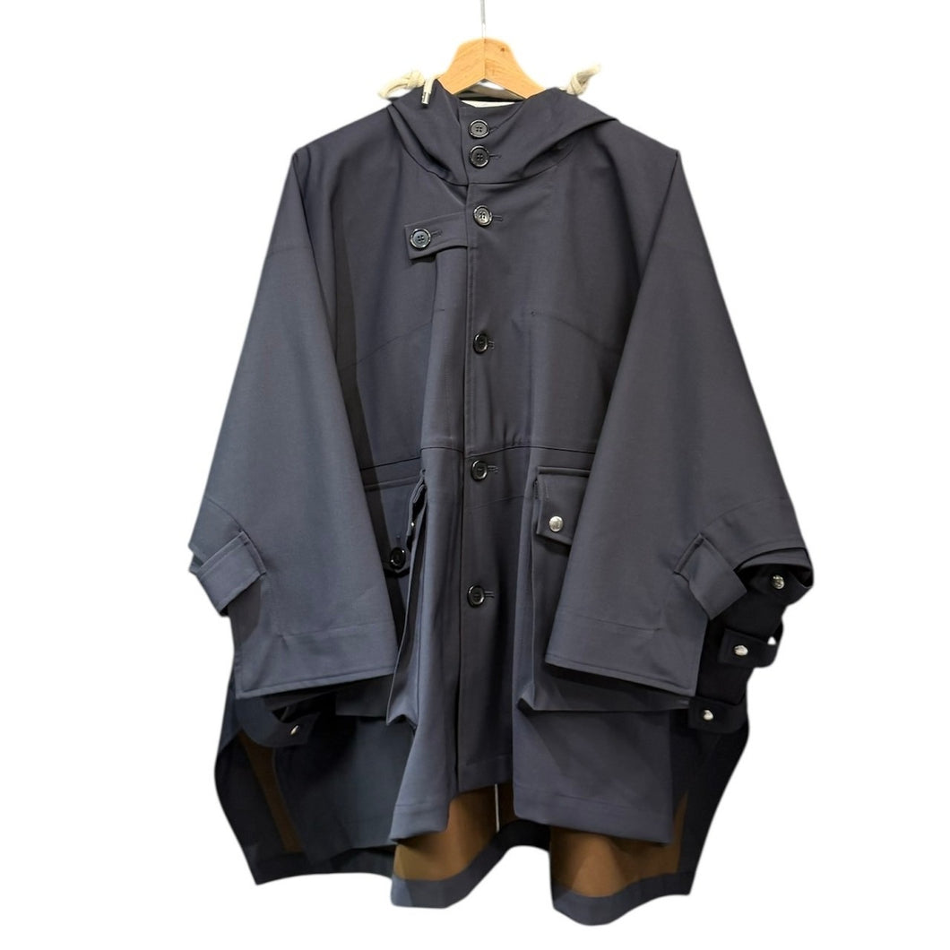 PLAN C プランシー 22AW LOOK4 ケープコート ポンチョ MNCAD53AUZTPA04 36 ネイビー R14613