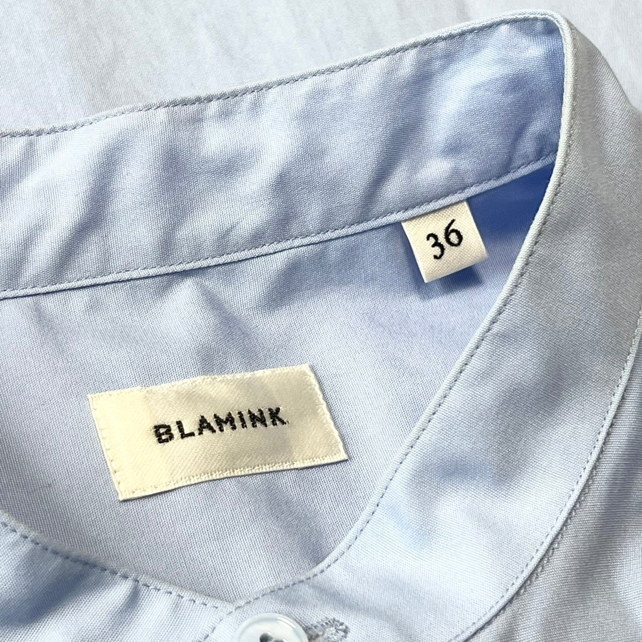 BLAMINK(ブラミンク)｜コットン バンドカラーシャツ/ホワイト の