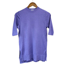Load image into Gallery viewer, ENFOLD エンフォルド 20AW シルクコットンニットカットソー Tシャツ 300DA370-1020 38 パープル 14552
