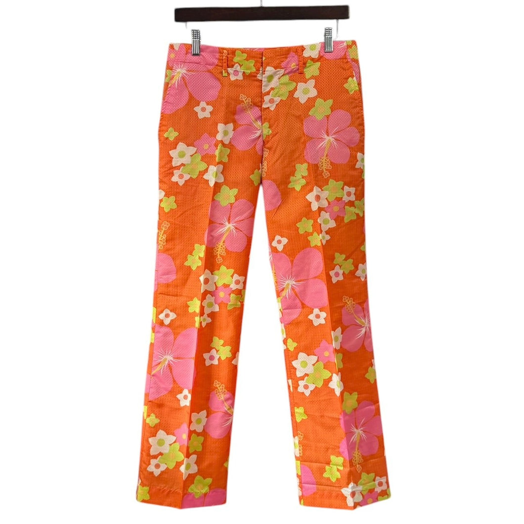 JUNYA WATANABE ジュンヤワタナベ ナイロン花柄スラックスパンツ AD1999 JP-10003M M オレンジ 15000