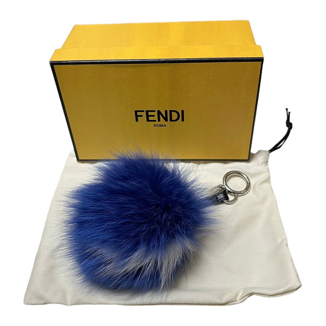 FENDI フェンディ ポンポンチャーム ファーキーリング ブルー 3456