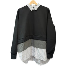 Load image into Gallery viewer, ENFOLD エンフォルド 23AW LAYERED PULLOVER レイヤードストライプシャツ 300GA280-1750 38 ブラック R14646
