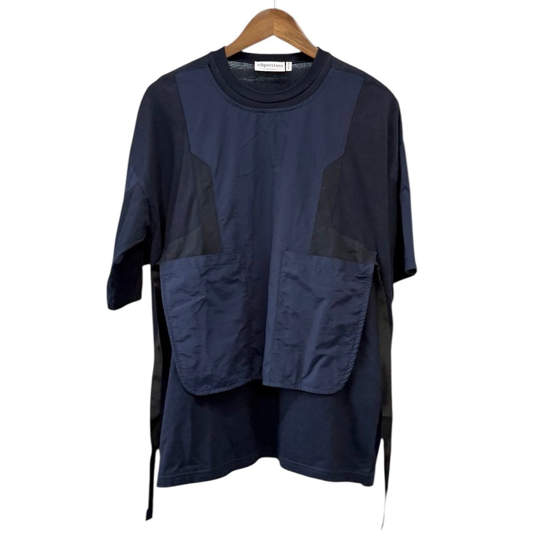 nagonstans ナゴンスタンス 22AW ナイロン切替ワイドシルエットTシャツ 470FA480-0350 M ネイビー 14535