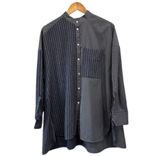 画像をギャラリービューアに読み込む, ENFOLD エンフォルド 23AW WINTER SHIRT 切替ストライプシャツ 300GA230-1540 38 ネイビー R14709
