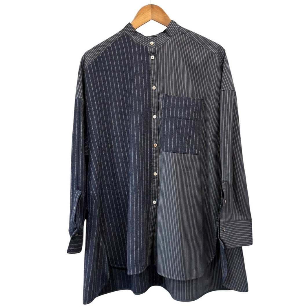 ENFOLD エンフォルド 23AW WINTER SHIRT 切替ストライプシャツ 300GA230-1540 38 ネイビー R14709
