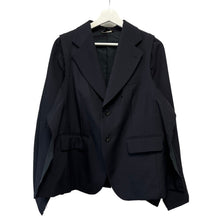 Lade das Bild in den Galerie-Viewer, COMME des GARCONS コムデギャルソン 20SS カットオフデザイン2Bジャケット ケープ ポンチョ GE-J032 XS ネイビー 3471
