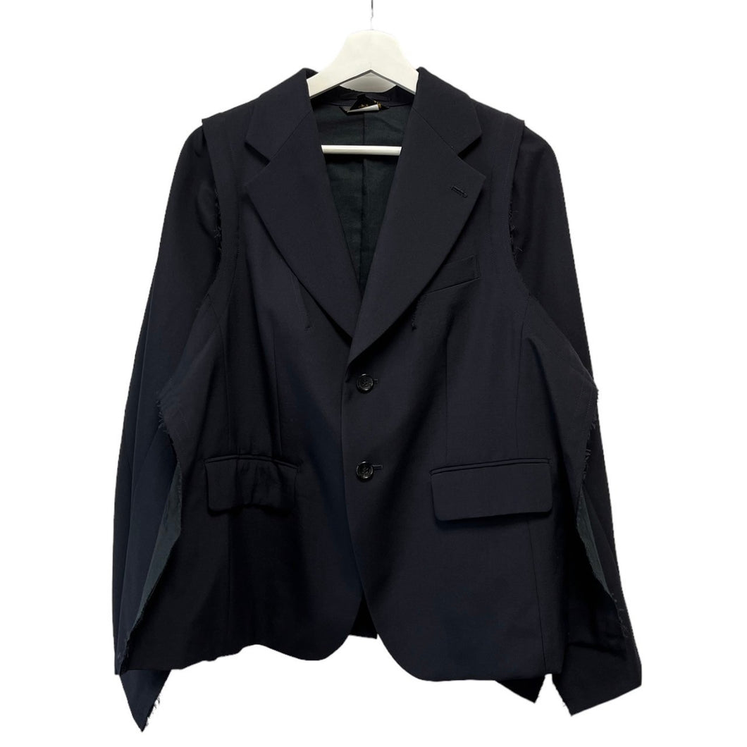 COMME des GARCONS コムデギャルソン 20SS カットオフデザイン2Bジャケット ケープ ポンチョ GE-J032 XS ネイビー 3471
