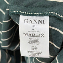 画像をギャラリービューアに読み込む, GANNI ガニー シルクストライプシャツ 38 グリーン 14863
