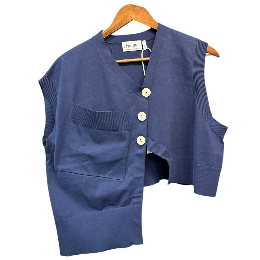 nagonstans ナゴンスタンス 25AW asymmetry short vest アシンメトリーニットベスト 470IA570-0701 M ネイビー 15008