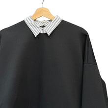 Load image into Gallery viewer, ENFOLD エンフォルド 23AW LAYERED PULLOVER レイヤードストライプシャツ 300GA280-1750 38 ブラック R14646
