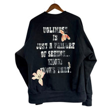 Lade das Bild in den Galerie-Viewer, KHOKI コッキ 24AW Vintage finished sweatshirt 刺繍デザインヴィンテージ加工プリントクルーネックスウェット 24fw-t-04 3 ブラック 15296
