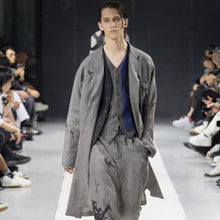 画像をギャラリービューアに読み込む, Yohji Yamamoto POUR HOMME ヨウジヤマモトプールオム 24SS PATTERNED MULTI FABRIC BUTTONED JACKET グレンチェックロングジャケット HS-J43-807
