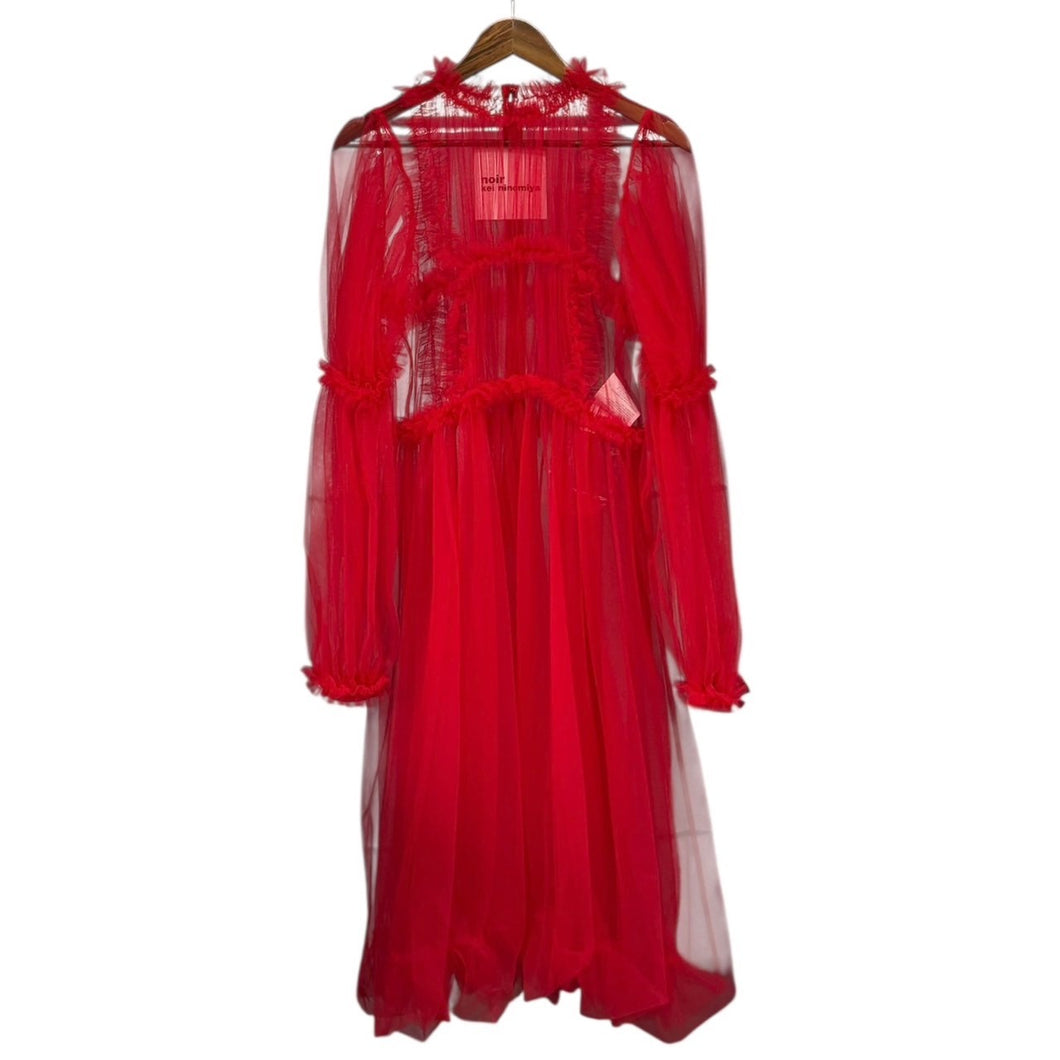 noir kei ninomiya ノワールケイニノミヤ 25SS MINI DRESS ナイロンチュールドレスワンピース 3O-O011 XS レッド 14835