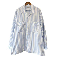 画像をギャラリービューアに読み込む, Marvine Pontiak Shirt Makers マーヴィンポンティアックシャツメーカーズ Open Collar SH ストライプオープンカラーシャツ F ブルー MPSM-1903S 14858
