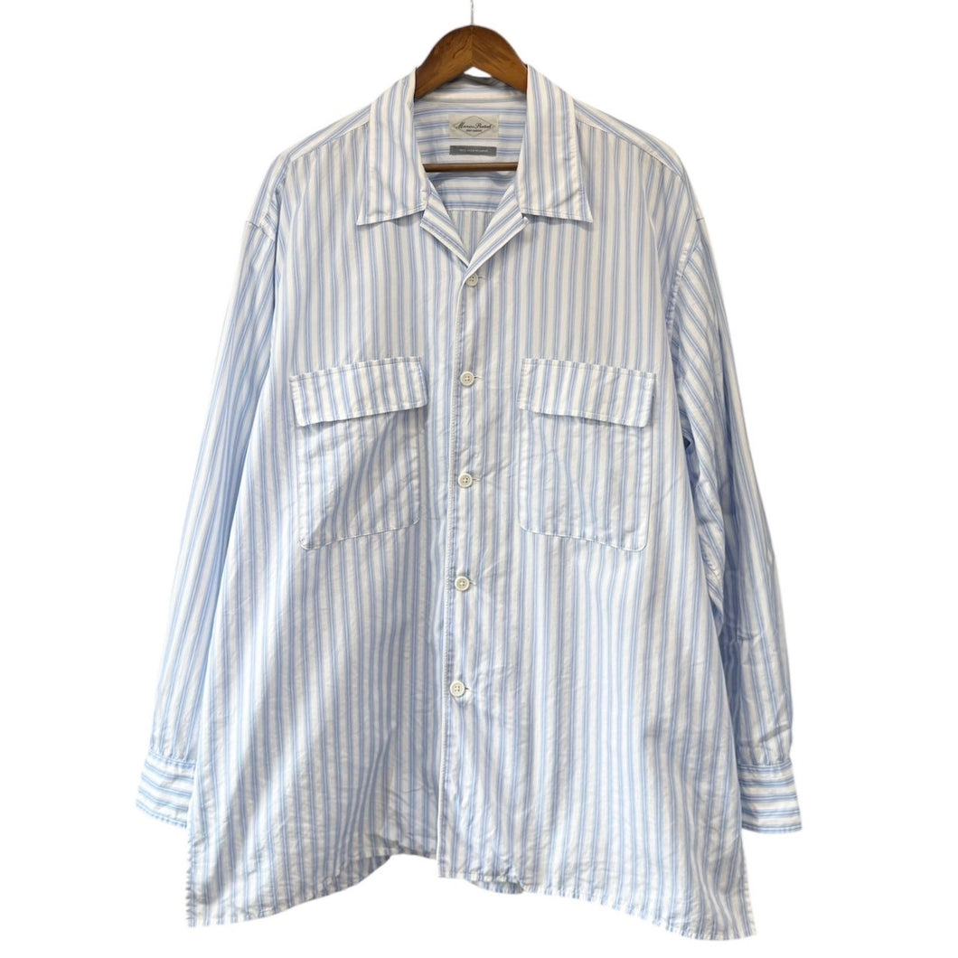 Marvine Pontiak Shirt Makers マーヴィンポンティアックシャツメーカーズ Open Collar SH ストライプオープンカラーシャツ F ブルー MPSM-1903S 14858