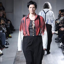 画像をギャラリービューアに読み込む, Yohji yamamoto POUR HOMME ヨウジヤマモトプールオム 24AW KHADI RED ASH BLOUSE カディコットン赤灰柄プリントシャツ HO-B13-515 14269
