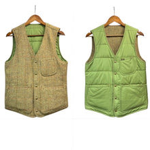 画像をギャラリービューアに読み込む, RRL ダブルアールエル Harris Tweed ハリスツイード中綿リバーシブルベスト S ブラウン×カーキ 15103
