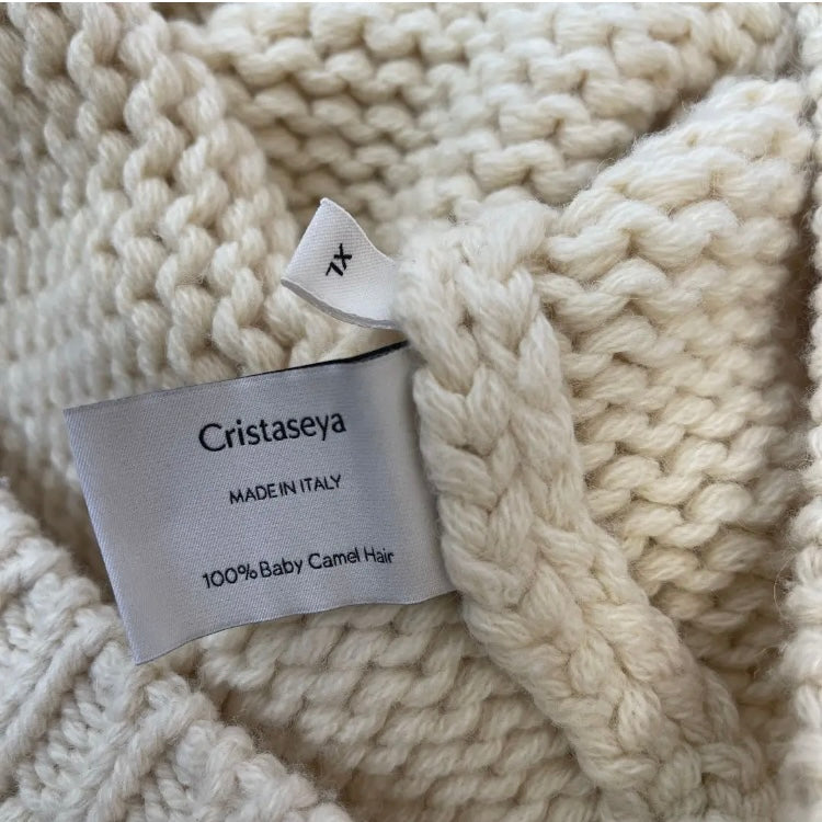 CRISTASEYA] BABY CAMEL HAIR RAGLAN KNIT Men's Rib Knit Crew Neck