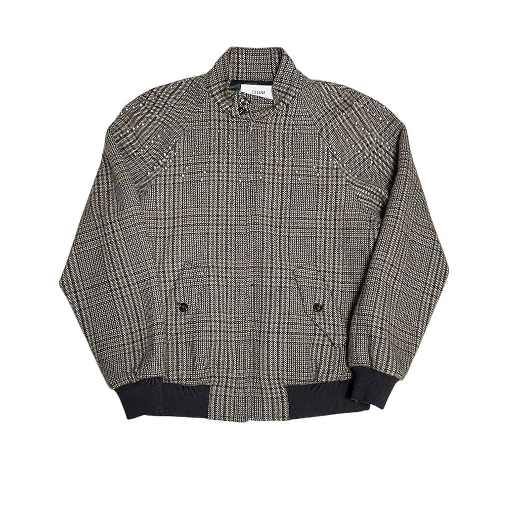 CELINE 셀린느 22AW TEDDY JACKET WITH STAND UP COLLAR IN CHECKED WOOL 스터드 체크블 존 2V20L826R 